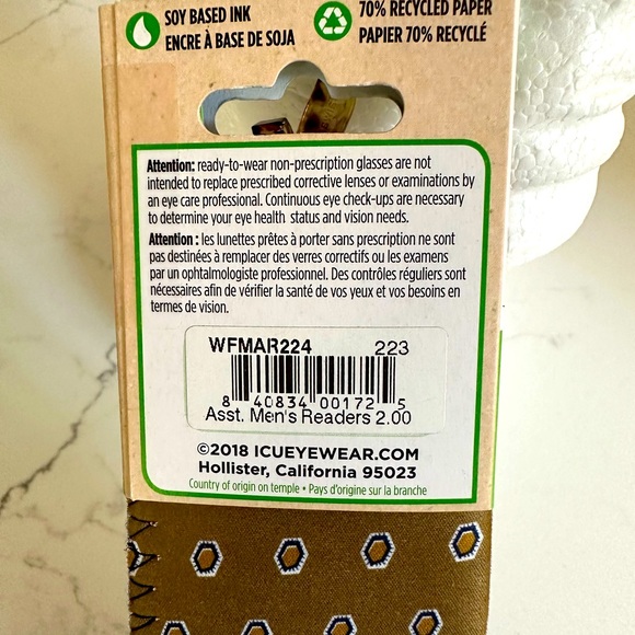 NWT Men’s ICU EcoEyewear Readers +2 - Picture 5 of 5